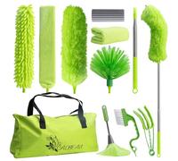 CALBEAU Dusters for Cleaning, Duster with 81 inch Extension Pole for Cleaning High Ceiling Fan, High Window, Sofa, Cobweb Duster for High Corner, 11 PCS Microfiber Duster Kit with Storage Bag