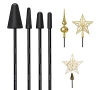 CALCHELE Christmas Tree Topper Holder, 4 Pack Holiday Universal Tree Topper Stabilizer Fits All Base Types, Stabilize Seasonal Treetop Ornaments Black