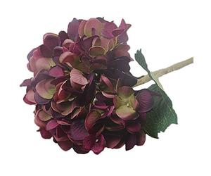 Calcifer 10 Pcs 47CM Vintage Artificial Hydrangea Flowers Bouquet For Home Wedding Party Garden Outdoors Decor (Dark Red)