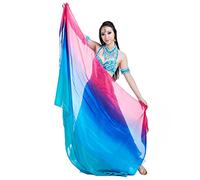 Calcifer 200cm*110cm Silk Belly Dance Scarf Veils Accessories for Women Professional Dancer (Lake Blue&Blue&Rose Red)