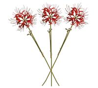 Calcifer 3 Stems Red Spider Lilies Artificial Flowers Lycoris Bulbs (Red)