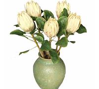 Calcifer 5 Pcs The King Protea (Protea Cynaroides) Artificial Flowers Plants For Home Garden Wedding Party Decoration (Beige)