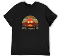 Calcifer May All Your Bacon Burn Vintage T Shirt Short Sleeve Funny Top Black XL