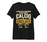 Calcio e Grigliata Design Sportivo Barbecue Uomo Premium T-Shirt