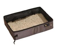 Calcipxx Portable Folding Cat Litter Box for Indoor Use and Travel - Compact Design with Cloth Construction (Gray, 25x15x5 cm)