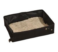 Calcipxx Portable Folding Cat Litter Box for Indoor Use and Travel - Compact Design with Cloth Construction (Black, 22x13x5 cm)