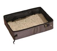 Calcipxx Portable Folding Cat Litter Box for Indoor Use and Travel - Compact Design with Cloth Construction (Gray, 22x13x5 cm)