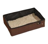 Calcipxx Portable Folding Cat Litter Box for Indoor Use and Travel - Compact Design with Cloth Construction (Brown, 25x15x5 cm)