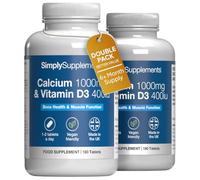 Calcium 1000mg & Vitamin D3 400iu | Supports Bone & Teeth Health | Contributes to Normal Muscle Function | Vegan & Vegetarian Friendly | 360 Tablets = 6 Months’ Supply | GMP-Certified & UK-Made