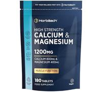 Calcium and Magnesium Tablets 1200mg | High Strength Calcium & Magnesium Complex | 180 Vegan Tablets | by Horbaach