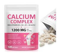 Calcium Complex with Vitamin D3 and K2, Calcium Supplement with Vitamin B1, B2 & B12, Supports Bones Teeth & Muscle Health, Non-GMO, Gluten-Free, 120 Softgels