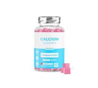 Calcium Gummies 450mg with Vitamin D3 & K2 - Bone Health, Teeth & Muscle Function Support - High Strength Calcium Supplement - Vegan, Strawberry Flavour - 60 Gummies