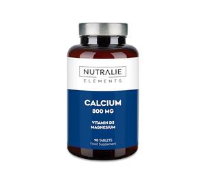Calcium Magnesium Vitamin D - 800mg Calcium Carbonate - CalciumSupplement with Magnesium and Cholecalciferol - 90 Vegan Tablets Nutralie