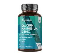 Calcium, Magnesium, Zinc & Vitamin D Tablets | 1+ Year Supply | 400 Tablets | Vegan Calcium Tablets with Vitamin K2, Vitamin D, Copper & Selenium | Magnesium Stearate-Free