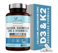 Calcium Magnesium Zinc Vitamin D3 and K2 Vegan 180 Tablets Made in UK