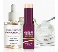 Calcium Multi Balm Set, 3PCS Cemenrete Calcium Ampoule & Calcium Volume Multi Balm & Calcium Volume Eye Patches, Hydrating Primer Eye Cream for Dark Circles and Puffy Eyes Lifting & Firming