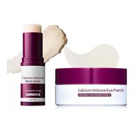 Calcium Multi Balm Stick & Volume Eye Patches Set, Korean Skincare Kit with Natural Calcium Collagen Balm, Hydrating for Eye Face Neck Lips, Smooth Out Fine Lines, Lighten Dark Circles
