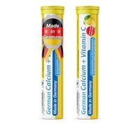 Calcium + Vitamin C - 2 x 20 effervescent Tablets - Lemon Flavor - T&D Pharma German Calcium + C - Made in Germany