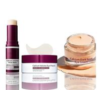 Calcium Volume Multi Balm + Calcium Volume Collagen Eye Patches + Eye Cream - 3-Step Korean Skincare Set for Under Eye Hollows, Fine Lines & Wrinkles, Hydrating Anti-Aging Eye Care Gift Set for Women
