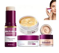 Calcium Volume Multi Balm Stick + Under Eye Patch 60ea + Calcium Eye Cream - Collagen Firming Bundle Set, Eye Hollow Plumping, Smoothing & Depuffing, Long-Lasting Hydration, Daily Anti-Aging Support
