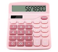 Calculator, 12 Digits Desk Calculator with Big Sensitive Button, Clear Large Display Solar and Battery Calculators, Standard Function Desktop Calculators for Office Home School (Pink)
