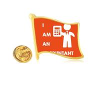 Calculator Accounting Data Job Golden Metal Flag Lapel Pin Badge