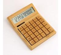 Calculator, Desk Calculator 12 Digits Bamboo Shell, Carved Numbers for Home, Basic Office, Business, School, Student
