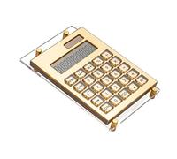 Calculator Gold Mirror, Solar Power Acrylic Slim Calculator with Large LCD Display and Stand, 12 Digits Handheld Desktop Calculator for Office, School, Financial Accounting Business