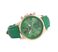 Calculator Watches for Men Women's Fashion Roman Numerals Faux Leather Analog Quartz Wrist Watch Big Wrist Watches for Men (Green, One Size)