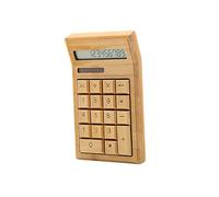 Calculator with 18 Keys, Desk Calculator, Basic Calculator (Bamboo Shell, 12 Digits) for Home, Basic Office, Business, School, Student
