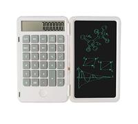 Calculator with 6inch Writing Tablet Portable Foldable Smart Erasable LCD Graphics Handwriting Pad Board Rechargeable Battery Desktop Calculators 12 Digit Display for Students Kids Office Memo Pads