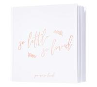 Calculs Baby Shower Picture Book Polaroid 'so little so loved' Party Guest Book Babies Scrapbook, White Cover, Rose Gold Foil Stamping, Blank White Pages