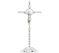 Calculs Metal Jesus Crucifix Table Cross for Jews - Catholic Table Cross With Stand For Christ's Prayers Jerusalem Home Decor 10" Silver