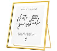 Calculs Please Sign Our Guest Book Wedding Photo Sign Guest Book Sign Photo Frame Floating Gold Wedding Signs Place Card Holder 12" x 10"