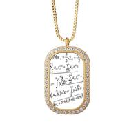 Calculus Mathematical Formulas Painted Stick Necklace Pendant Diamond Crystal Golden Jewelry