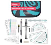 CALCUSO GEOMETRY SET PRO with compass and set square - Perfect math set for school, office, university, and drawings - Ideal as a geometry set for secondary education