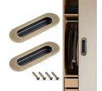 Caldamn 2Pcs 120mm Sliding Door Handles Oval Sliding Door Pulls Stainless Steel Recessed Door Handles Wardrobe Drawer Cupboard Cabinets Hidden Finger Pull Handles
