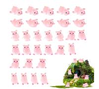 Caldamn 30 PCS Pig Garden Ornaments Piglet micro-landscape ornament,Luminous Mini Resin Pigs,Cute Pink Pig Toys,Pig Decorations for Aquariums,Desk,DIY,Home,Car