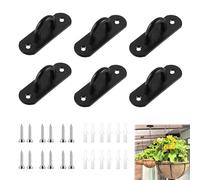 Caldamn 6PCS Pad Eye Plate Hook and Eye Hooks Black Metal Ceiling Hooks Stainless Steel U Shaped Bracket Hooks for Hanging, Wall Mount Marine with Screws