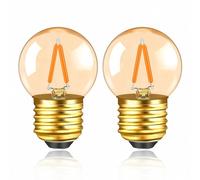 Caldarax 1W G40 E27 Vintage Golf Ball Bulb, 10W Equivalent, Amber Glass Warm White 2200K LED Night Light Bulbs, Decorative LED Filament E27 Edison Screw Bulb, AC 220V, Non-Dimmable, 2 Pack