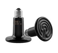 Caldarax 2 Pack 75W Ceramic Reptile Heat Bulb, E27 Black Heating Lamp Bulbs, AC 220-240V, Ceramic Heat Emitter, No Light, No Harm, for Reptiles, Lizards, Tortoise, Snakes, Chicken
