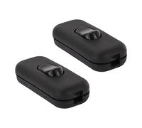 Caldarax 2 Pack Black Torpedo Switch, Double Pole Switching, 250V, 6 Amp, Inline Switch Accepts 2 or 3 Core Round or Flat Wire, for Desk Lamp/Light/Bulb Switch