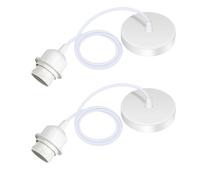 Caldarax 2 Pack Ceiling Pendant Light Fitting, E27 Lamp Holder, with Lock Ring for Shade, with 100CM Adjustable Cable, Flex Cable Ceiling Rose, Industrial Style Ceiling Pendant Fitting(White)