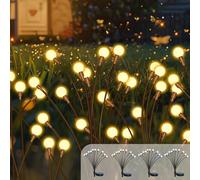 Caldarax 4 Pack Solar Firefly Lights Outdoor Garden Waterproof, 10 LED Swaying Solar Garden Firefly Lights, Dancing Fireflies Light Decorative Outdoor for Path Fence Yard Patio Pathway (Warm White)