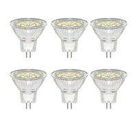Caldarax 6 Pack MR11 GU4 12-24V 3W LED Bulb, Cool White 6000K, Equivalent to 30W 20W Halogen Spotlight Bulb, 300LM, GU4 Bi-Pin Base, 120°Beam Angle, Non-Dimmable, for Hallway, Living Room