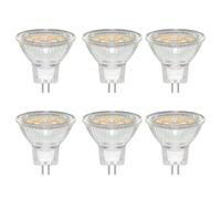 Caldarax 6 Pack MR11 GU4 12V 3W LED Bulb, Warm White 3000K, Equivalent to 30W 20W Halogen Spotlight Bulb, 35mm*35mm, 300LM, GU4 Bi-Pin Base, 120° Beam Angle, Non-Dimmable, for Hallway, Living Room