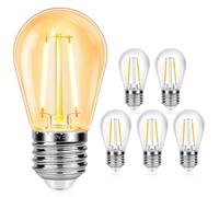 Caldarax 6 Pack S14 2W LED Bulbs Outdoor 220V, Edison E27 Screw Base, Warm White 2700K, Waterproof Energy Saving Replacement Bulbs, for Festoon Lights, Party, Garden, String Lights, Patio Decoration