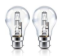 Caldarax A55 B22 GLS Bayonet Cap Light Bulbs Dimmable, AC 220-240V, Warm White 2700K, Classic Clear Globe BC Large Bayonet Bulb for Ceiling Light, Wall Lamp, Table Lamp, Pack of 2
