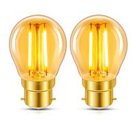 Caldarax B22 Bayonet Vintage Light Bulb, 2W LED Filament Equivalent 20 Watt, Antique Style Retro Amber Glass 2200K Warm White, 200LM, Non-dimmable, Golf Ball G45 Bulb, BC Bayonet Cap, 2 Packs