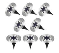 Caldarax Solar Deck Lights Outdoor Garden, 8 LEDs Outdoor Ground Lights, IP65 Waterproof Ground Decking Light, Garden Solar Floor Light for Lawn, Pathway, Yard, Landscape, Walkway, 8 Pack(Cool White)